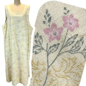 VINTAGE linen cotton jumper pinafore dress long maxi button side sleeveless 3x